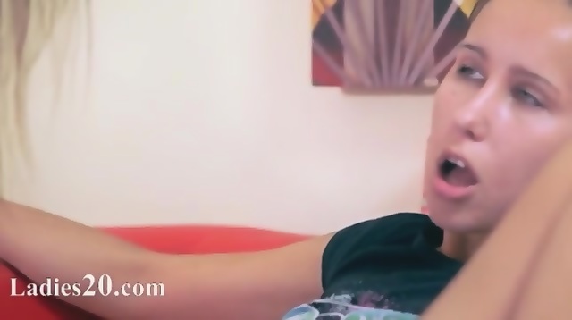 Two Horny Girls Having Loving On Red Couch