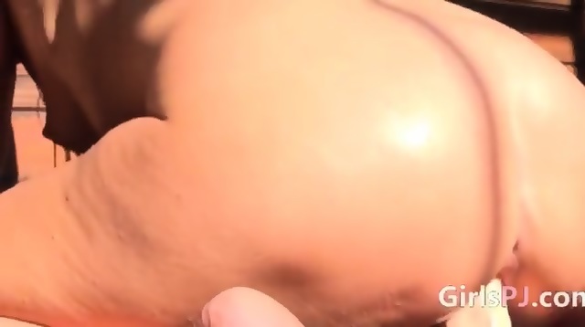 Dildoing And Opening Her Pussy On Terrace