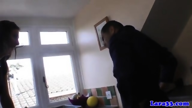 Brit In Stockings Facialized By Handyman