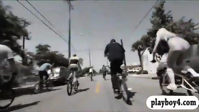 Horny Sexy Babes With Big Boobs Enjoyed Dirty Biking