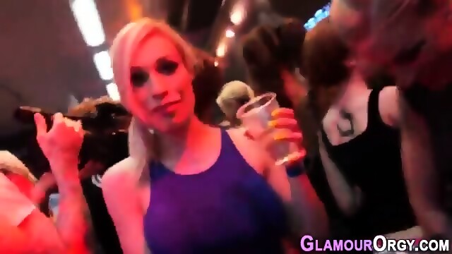 Busty Bitch Blows At Orgy