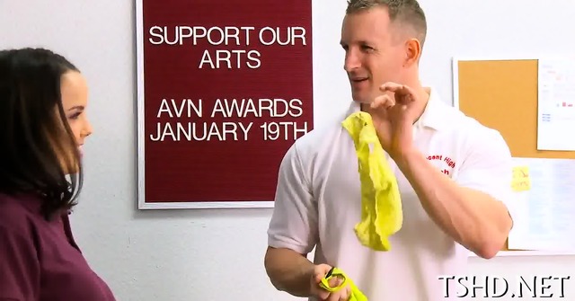 Muscular stag drills girl