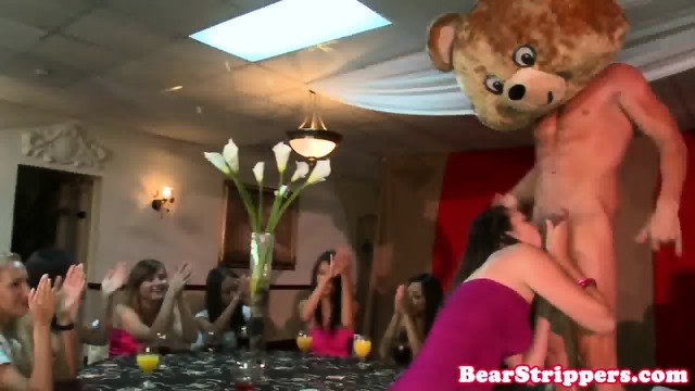 Girlfriend sucking off stripper at party