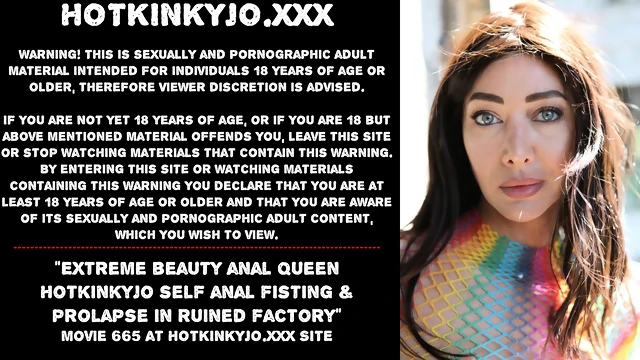 Extreme beauty anal Queen Hotkinkyjo self anal fisting & prolapse in ruined factory