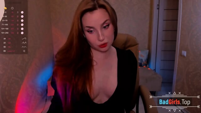 Super slim perfect natural boobs long hair pretty babe show