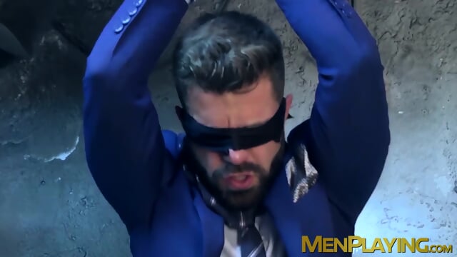 Anal fucking with a boss who is tied up and blindfolded too