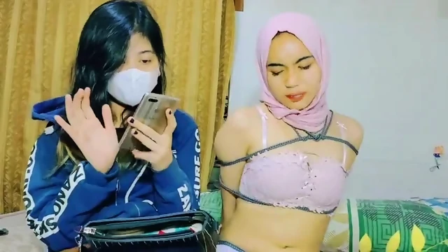 sporty hijab girl striped, groped and bondage
