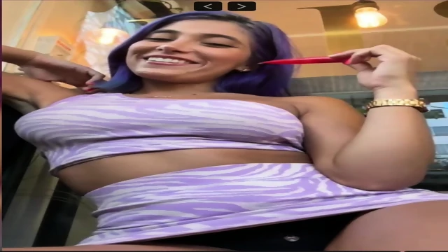 PURPLE HAIRED COLOMBIAN BABE STRIPS AND MASTURBATES FOR YOU IN A PUBLIC TOILET