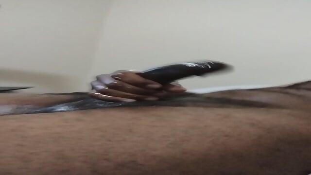 Ebony male masturbating