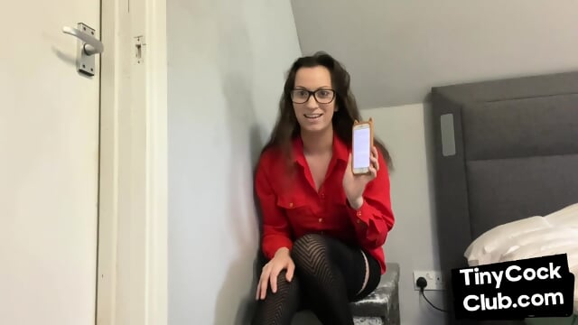 Small cock losers mocked by CFNM babe with glasses