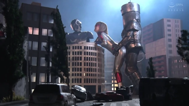 Female Ultraman is fucked by a huge mechanical cock