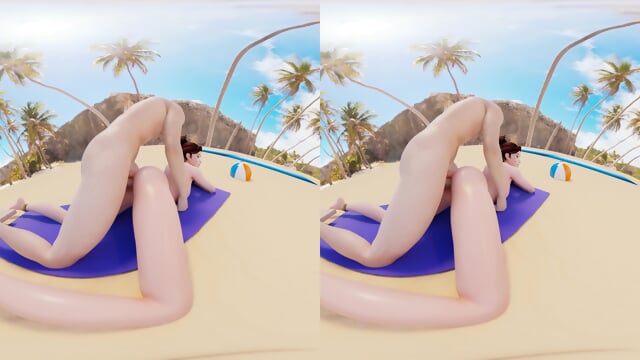 D.Va fucked on the beach VR 3d hentai