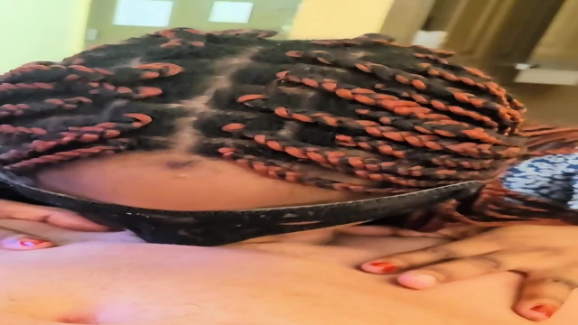 Tall Ebony With A Mask On Her Face Gives A Blowjob