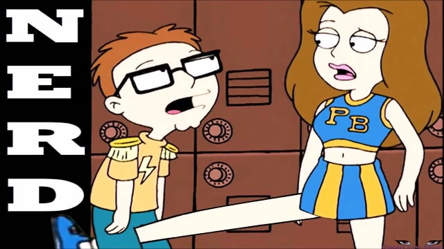 sexy CHEERLEADER BALLBUSTING nerd, anime kick in the balls