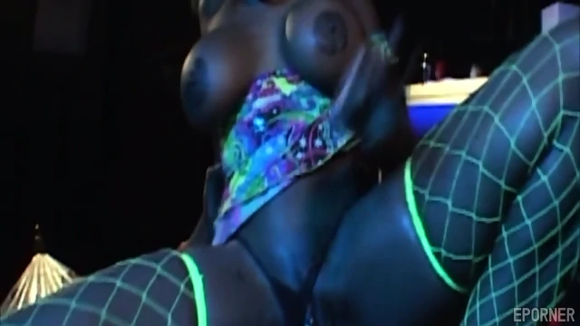Black Diva With Fluorescent Fishnets