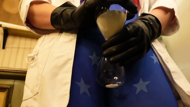 one eye nurse medical cock milking.