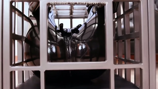Caged Latex Doll Denies Self Orgasm