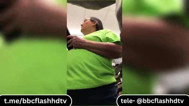 Had a great talk with this chubby milf while flashing my dick check my tele for full video