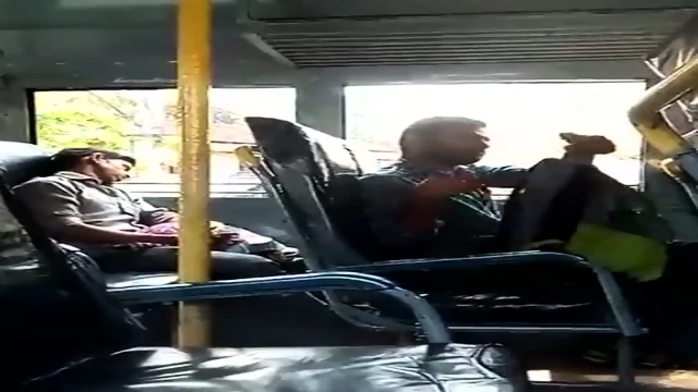 Indian horny man masturbating at public transport in front of woman