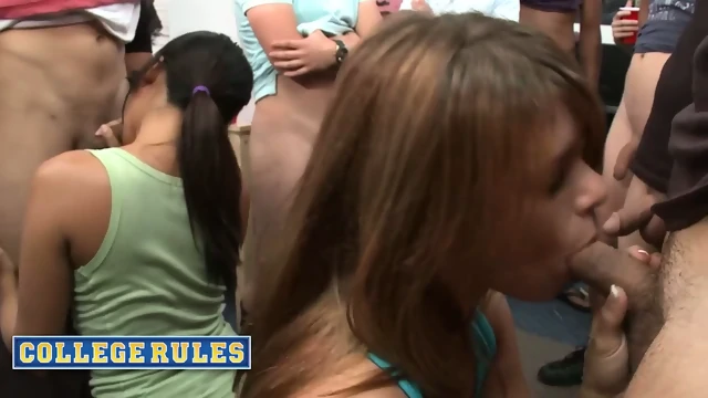 COLLEGE RULES - Watch These Hungry And Horny College Girls Suck As Many Cocks As They Can Find