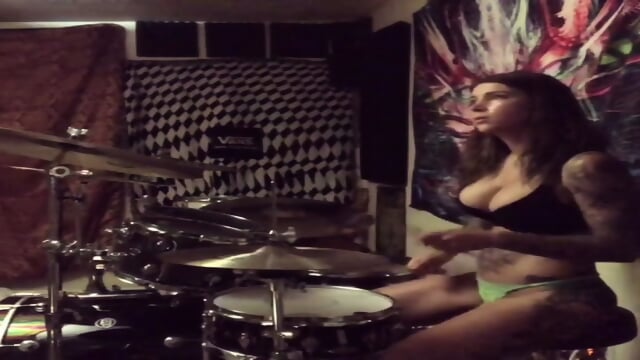 Felicity Feline - drumming in bra and panties - Jade Telegraph Lost In Desolation