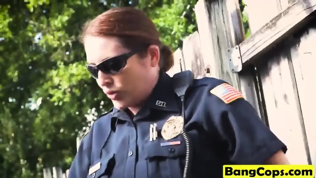 Big ass cops Maggie Green and Joslyn fuck black guy in public