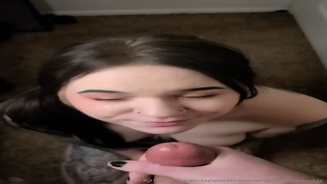 POV Brunette Sucks Cock & Gets Facial