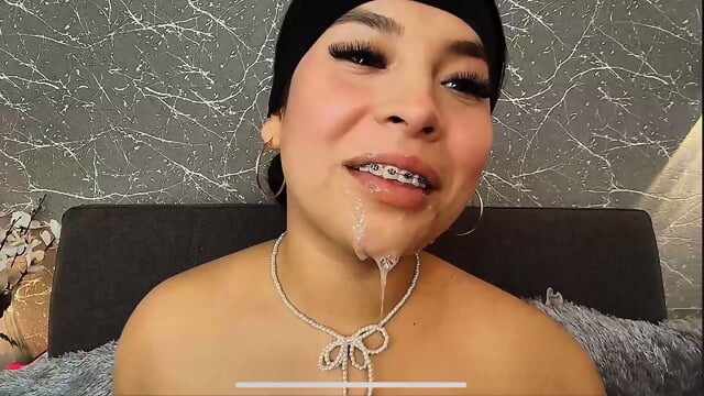 Sexy sloppy dildo blowjob