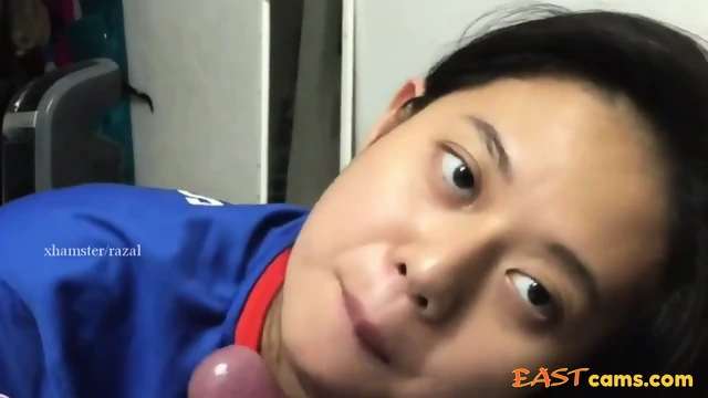 Amateur Indonesian Girl's First Mouthful of Cum