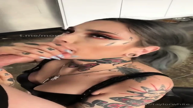 Pretty goth girl takes a huge cock in public