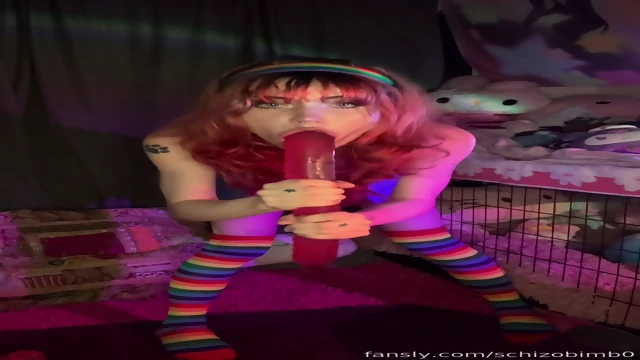 POV sloppy dildo blowjob