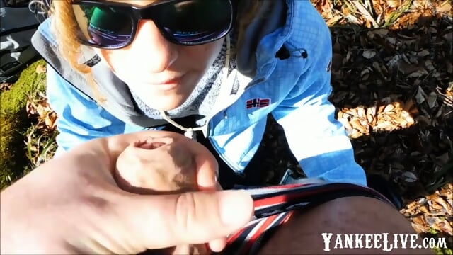 German Blonde Teen's Forest Blowjob