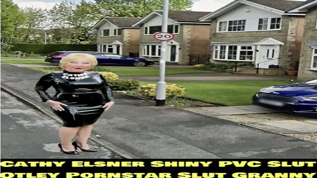 Cathy Shiny PVC Tight Dress Porn Kinky Slut Granny High Heel Slut Costume Cosplay Outdoors Public walk Otley