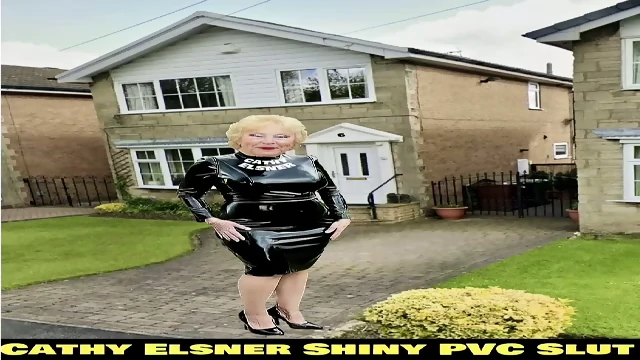 Cathy Shiny PVC Tight Dress Porn Slut Granny High Heel Slut Costume Cosplay Outdoors Public walk Otley