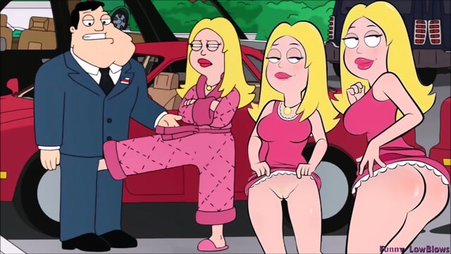 cartoon Wife BALLBUSTING husband in dressing gown FRANCINE kicking balls