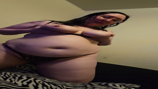 Amateur BBW Milf Candid Sandra shows off her natural tits, huge ass, and big belly