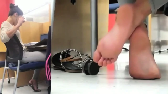 Horny Filming His Attractive Colleagues Beautiful Feet At Work