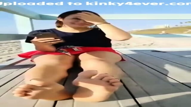 Charming Teenage Princess Gladly Exposes Her Wonderful Feet On The Beach