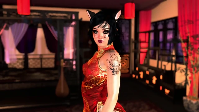 Luxury futa catgirl in chinese dress seduces you for a massage session