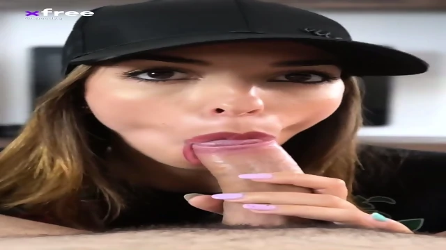 SWEET SEXY BUNNY  BLOWS A BIG COCK  WITH A BLACK CAP AND EATS ALL THE  CUMM