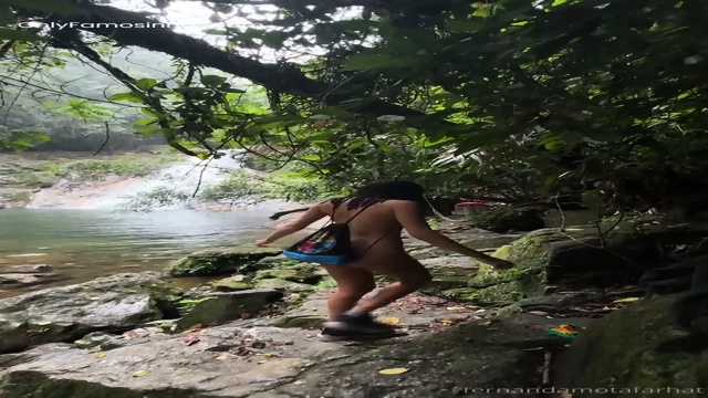 Fernanda Mota Farhat naked at the waterfall