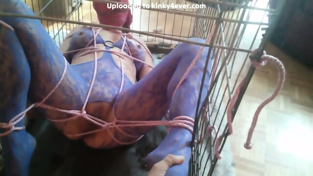 Caged Slave Girl Getting Hot Wax