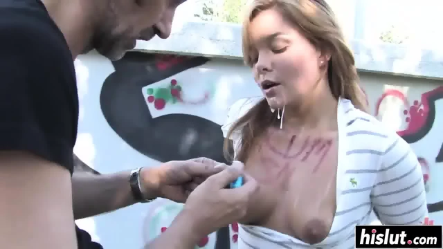 Horny submissive wife is dominated outdoors