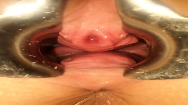 Speculum spread pussy gaped open and urethra deep sounding