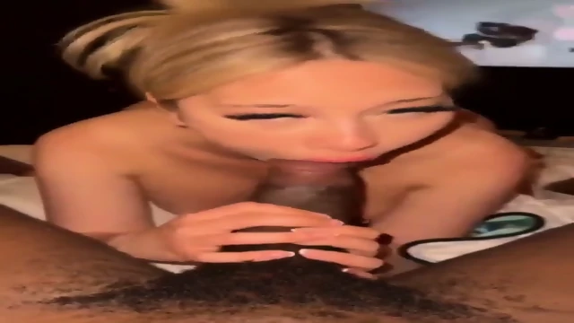 Blonde asian sloppy blowjob