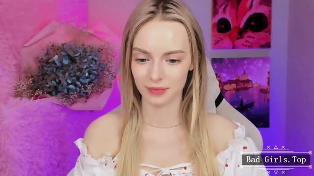 Very pretty skinny long hair blonde teen goddess