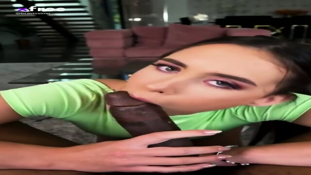 Beautiful Teen Sucks Beautiful Black Cock-Takes Off Her Nice Tits Top & Sucks Balls