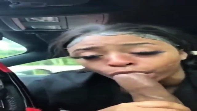 Black sister sucking bbc in car