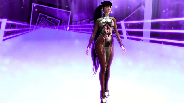 Bashful asian Eve dances in crotchless bodysuit as reward for 100% completion