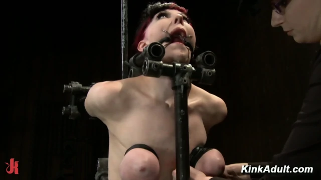 Nerine Mechanique is pushed to her limits in three bondage positions endures suspension and caning